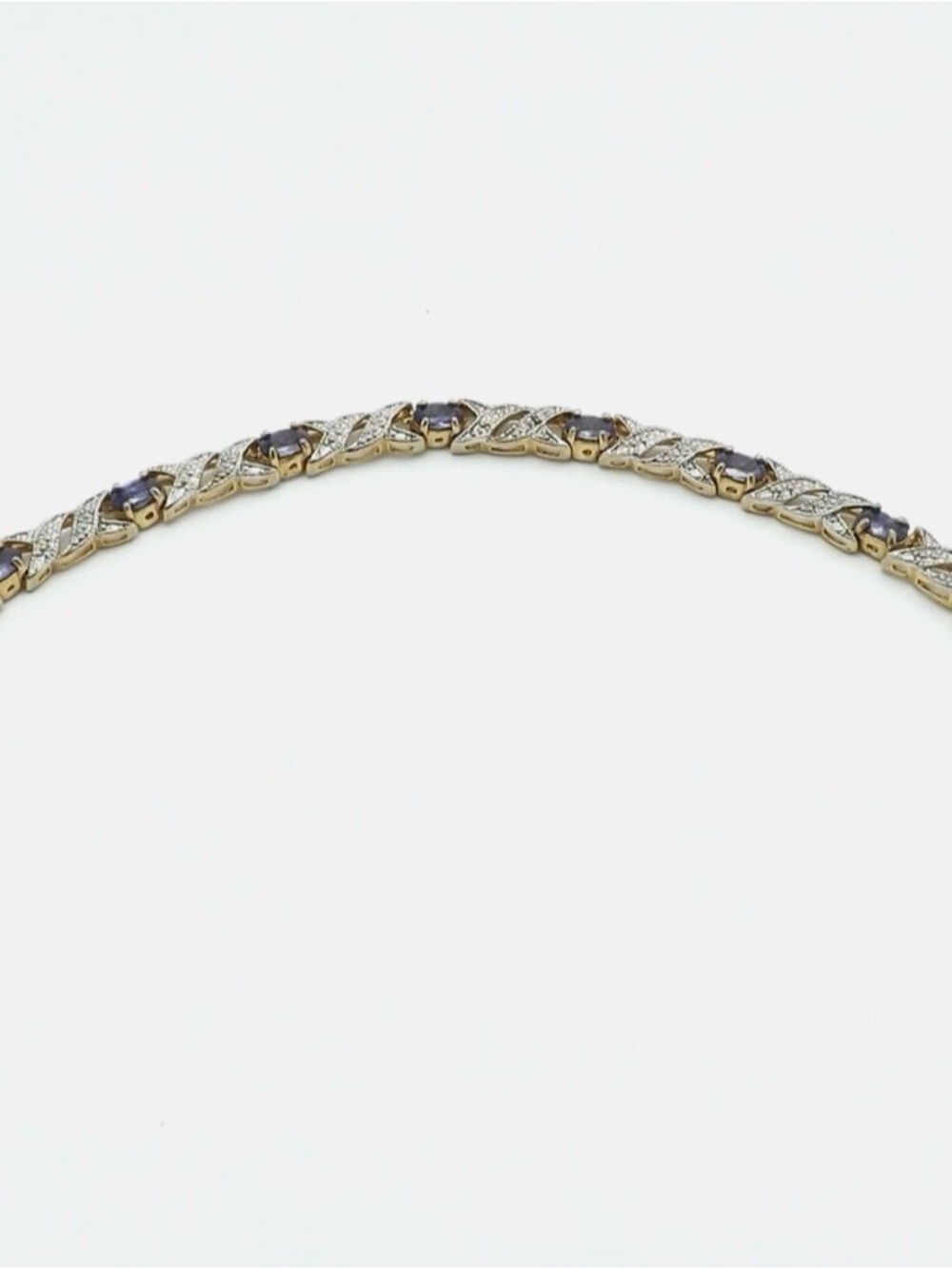 FAS Gold Vermeil Sterling Silver Tanzanite XO Kisses Hugs Tennis Bracelet 7in - Picture 4 of 4
